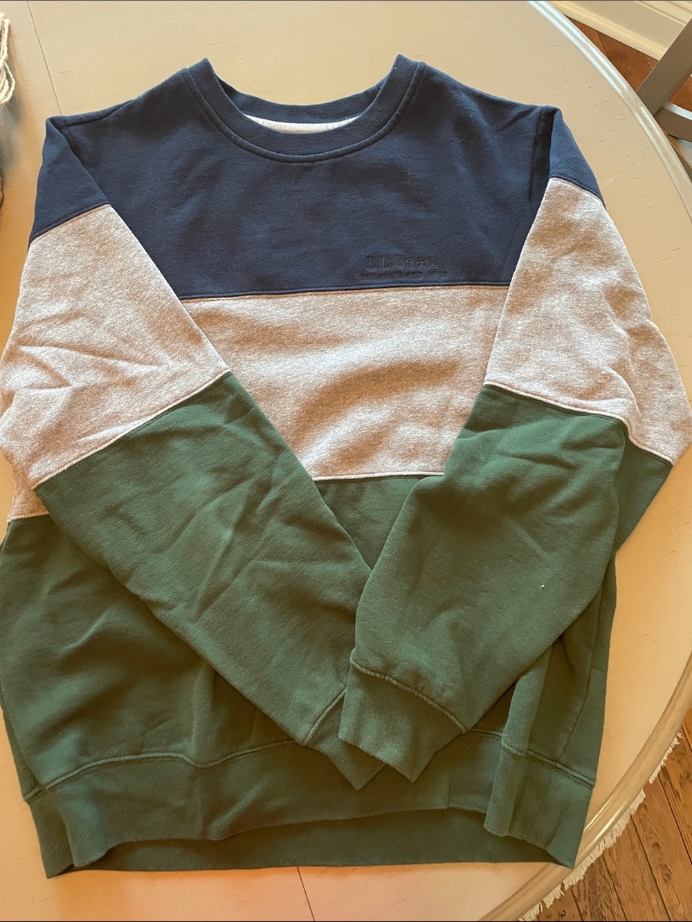 L.L. Bean Men’s Colorblock Crewneck - Navy, Gray & Green medium